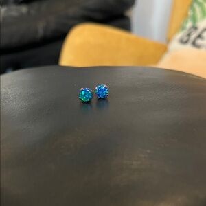 Black Fire Opal Stud Earrings